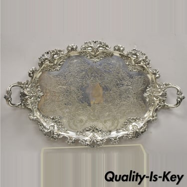 Barbour Co BSCEP Antique Victorian Ornate Silver Plate Repousse Oval Platter
