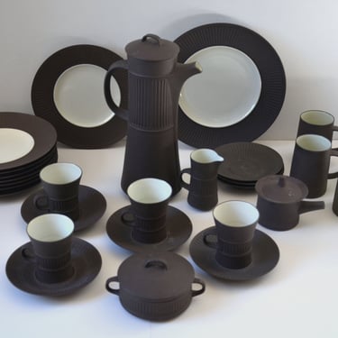 Vintage Dansk Flamestone Dinnerware Set of 28 pieces, Designed by Jens Quistgaard, circa 1958-1964 