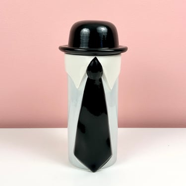 Bowler Hat & Tie Canister with Lid 