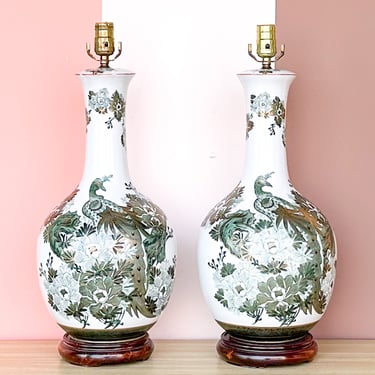 Pair of Peacock Regency Style Lamps