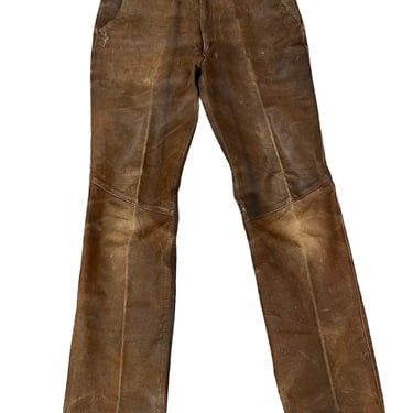 Vintage 70's Brown Leather Disco Hippie Pants Fit 33x33