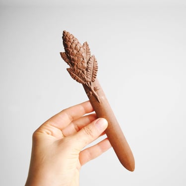 Vintage Hand Carved Letter Opener with Pine Cone 