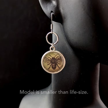 Brown/Green Bee Dangle Earrings