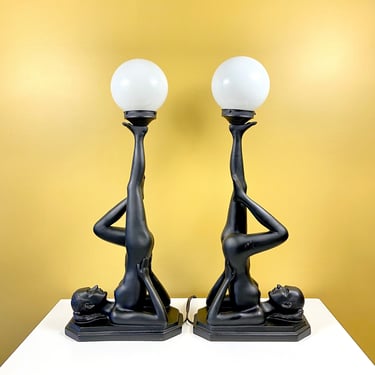 Art Deco Lady Lamps by Sarsaparilla (Sold Separately - See Details) 