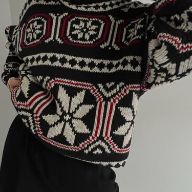 Vintage Snowflake Mock Neck Sweater