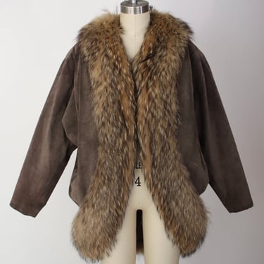 Bill Blass Suede & Coyote Fur Coat