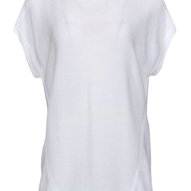 Lafayette 148 - White Ribbed Short Sleeve Top Sz M