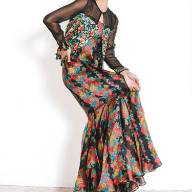 Carolina Herrera Floral Gown and Beaded Jacket Ensemble