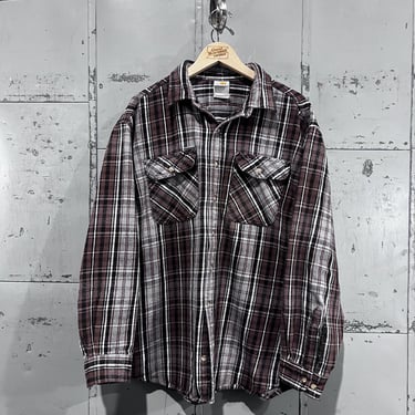 80s Carhartt brown flannel long-Sleeve Button-Up Shirt 1980s rugged wear XXL 