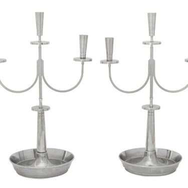 Tommi Parzinger Silver Plate Candelabra, Pair