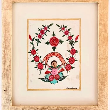 Luis Romero | Angel with Roses Framed