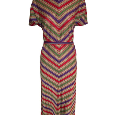 Claire McCardell 1940s Cotton Chevron Point Dress with Belt and Pockets