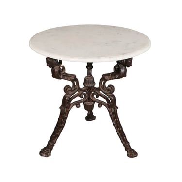 Iron Round Table with Marble Top