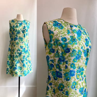 Vintage 60s SILK Floral SHIFT from SAKS Fifth Avenue / Bow Detail 