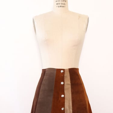 Suede Paneled Mini Skirt M