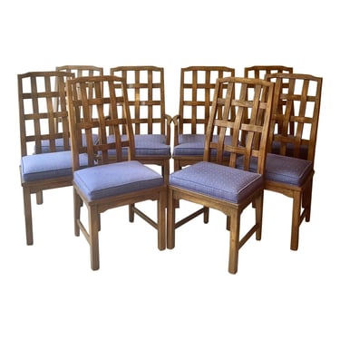 Mid Century Woven Back Dining Chairs - Set of 8 