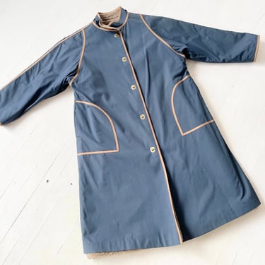 1970s Bonnie Cashin Faux Fur Lined Blue Coat 
