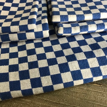 French Bistro Café Table Linens, Blue Red Check, Gingham, French Farmhouse Historical Textiles, Table Linens, Napkins 