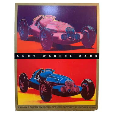 Vintage Andy Warhol Cars Solomon R. Guggenheim Exhibit Poster on Foam Board-1988 