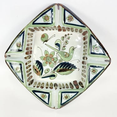 Vintage Ken Edwards Mexican Pottery Ashtray Tonala EL PALOMAR Folk Art Dish