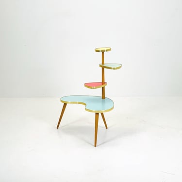 BIG 1950s German Plant Stand, Colorful Vintage Mid-Century Minimalist Indoor Plant Stand Side Table Retro flower table 