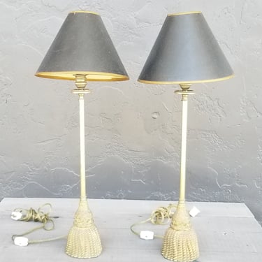 Pair of Vintage Brass Tassel Lamps 