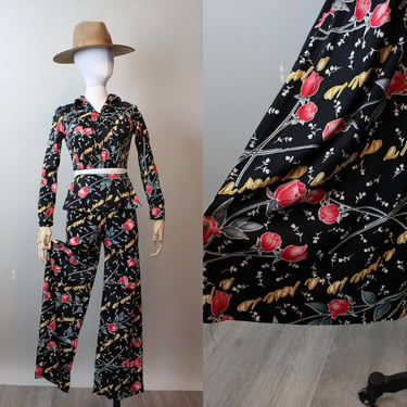 1970s NOVELTY a rose is a rose jumpsuit xs | new spring 