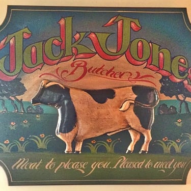 English Trade Sign: “Jack Jones Butcher&quot; | British Kitchen Décor