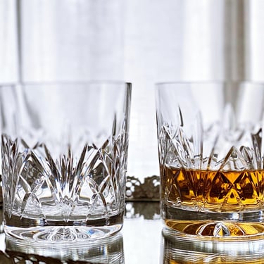 Waterford Crystal Old Fashioned Glasses – Set of 2 Heavy Bottom, Straight Sided, Fine Cut Glass Whiskey Tumblers 