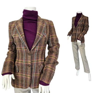 1970's Brown Green Wool Plaid Blazer I Suit Coat I Jacket I Sz Med I B: 36" I Peerless of Boston 