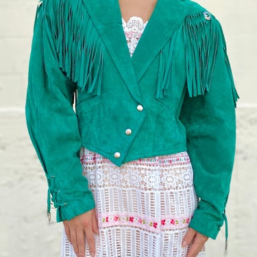 An Emerald Day 80’s Leather Fringe Jacket