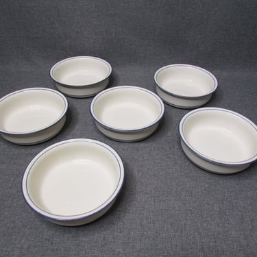 Lenox Chinastone Blue Pinstripes Cereal Bowls-