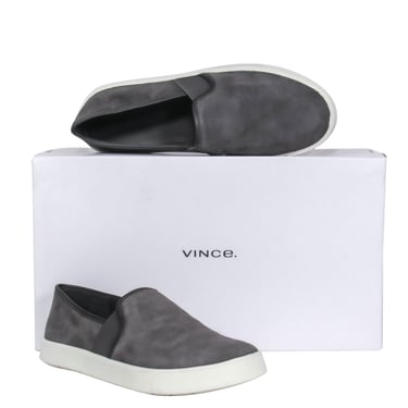 Vince - Grey Suede "Preston" Slip-On Sneakers w/ White Sole Sz 5