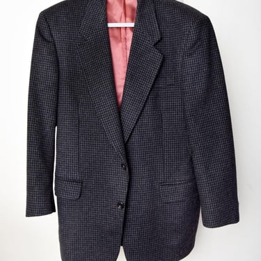 CHRISTIAN AUJARD Men's Designer Sport Coat, Suit Jacket, Grey Black Wool, Vintage 1980's, 1990's, size 44, 42R 
