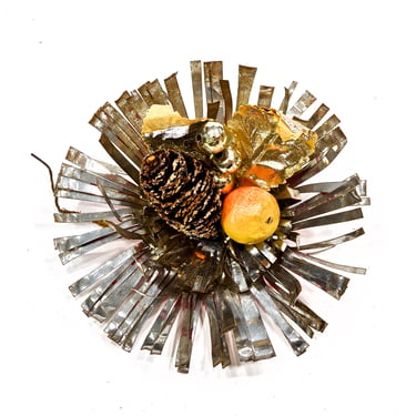 VINTAGE - Old Tin Can Pinecone and Mercury Bead Flowers - Flower Pick - Millinery Flower - Gift Wrapping - SKU 15-E2-00016690 