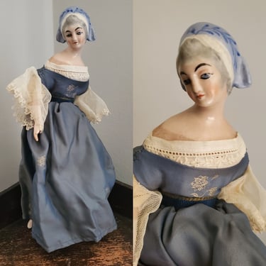 Art Deco Porcelain Viennese Doll with Cloth Body - 10" Tall -  Antique Dolls - Collectible Dolls 