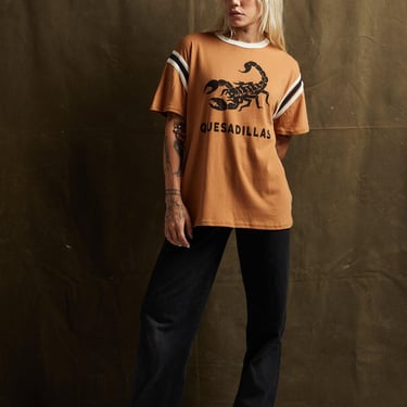 Vintage Ringer Tee Southwestern Desert Food Shirt Plus Size T Shirt Quesadilla Retro Food Lover Gift Casual Wear Burnt Orange Scorpion Tee 