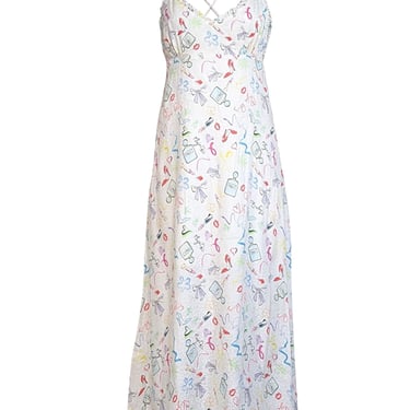 Maje - Ivory Multi Color Print Jacquard Sleeveless Maxi Dress Sz 4