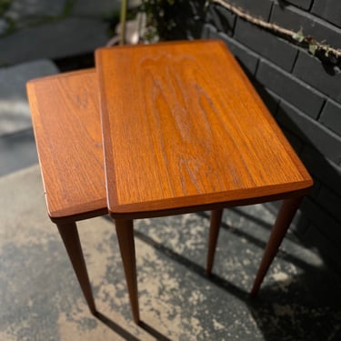 Danish Teak Small Side Tables 1960s Wegner Style Vintage Mid-Century Modern 