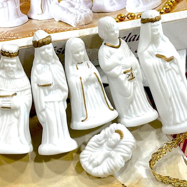 VINTAGE: 6pcs - Bisque Porcelain Nativity Set in Box By Giftco - Christmas Holiday - SKU 25-B-00034710 