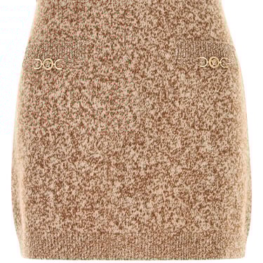 Versace Women Two-Tone Virgin Wool Blend Mini Skirt