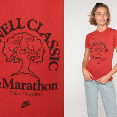 Bidwell Classic Half Marathon Shirt 80s Running California T Shirt Graphic Tshirt Vintage 1980s Single Stitch Tee Run Red Extra Small xs 