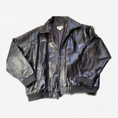 Vintage Leather Jacket, Brown Jacket, Jacket by Duke Haband, Leather Jacket, Bomber Jacket, Genuine Leather Jacket, Military Style Jacket 