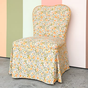 Happy Yellow Floral Upholstered Sweetheart Chair