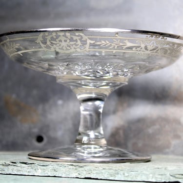 Gorgeous Glass Candy Dish with Silver Overlay - Vintage Holiday Table Serving Dish - Perfect for Candy or Nuts | Bixley Shop 