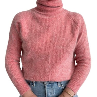 Vintage 80s Womens Casual Corner Salmon Pink Fluffy Soft Sexy Angora Sweater 