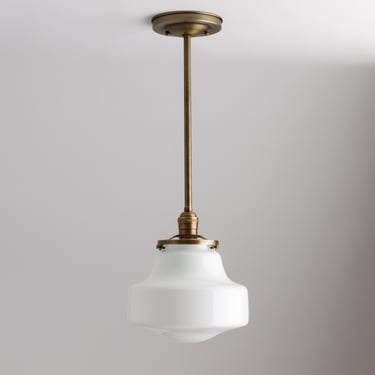 White Glass Art Deco Pendant - Kitchen Island Lighting - Mid-Century Modern Decor - Pendant Light Fixture 