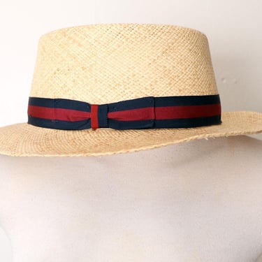 SCALA Men's Panama Hat Fedora Vintage, Ivory Natural, Size XL, 7 5/8, USA , Straw Sun Hat Mid Century Classic 