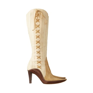 Dior Beige Leather Western Boots