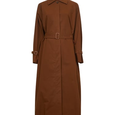 Max Mara Women Brown Stretch Gabardine Epoche Trench Coat